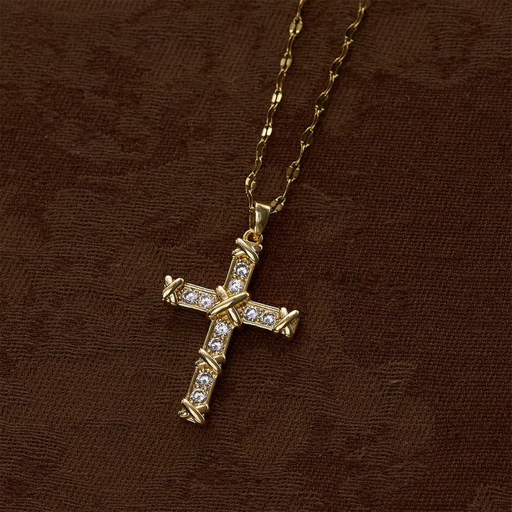 SolaceBeads Cubic Zirconia Criss-Cross Cross Lip Chain Necklace &amp; Pendant: Luminous Hope, Sacred Grace - image 11
