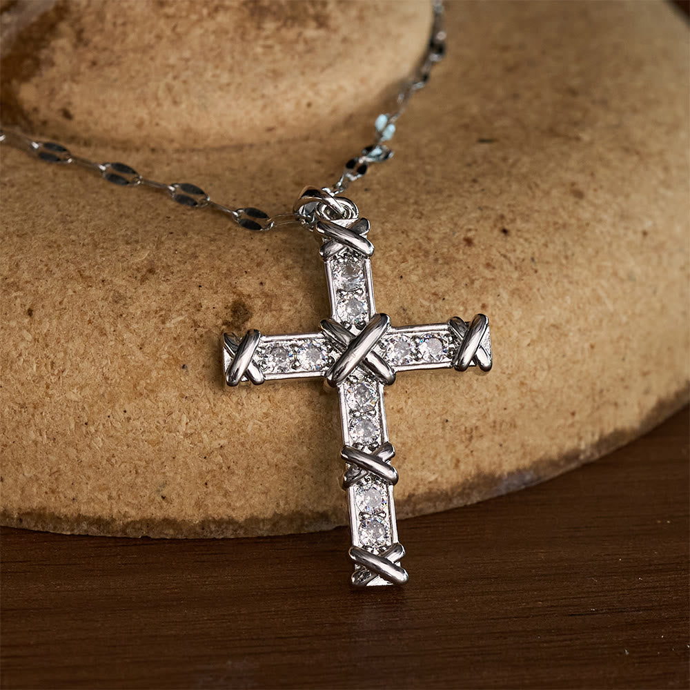 SolaceBeads Cubic Zirconia Criss-Cross Cross Lip Chain Necklace &amp; Pendant: Luminous Hope, Sacred Grace - image 5
