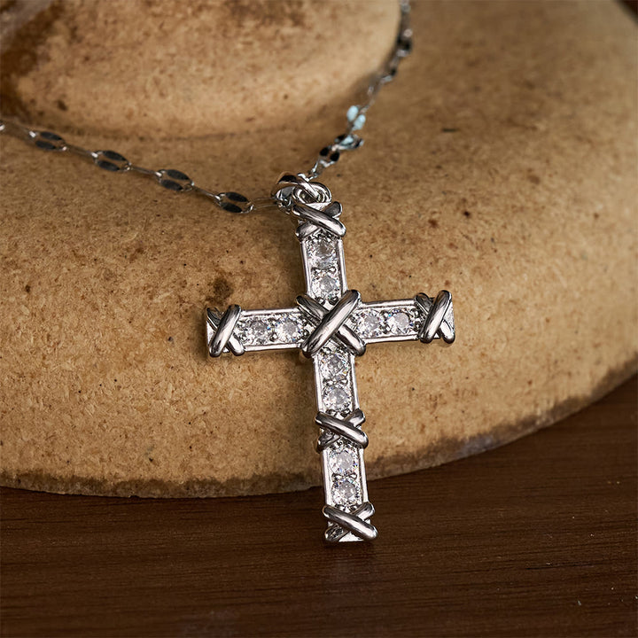 SolaceBeads Cubic Zirconia Criss-Cross Cross Lip Chain Necklace &amp; Pendant: Luminous Hope, Sacred Grace - image 5