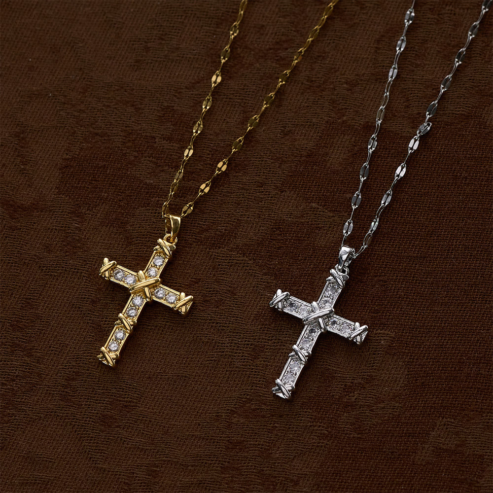 SolaceBeads Cubic Zirconia Criss-Cross Cross Lip Chain Necklace &amp; Pendant: Luminous Hope, Sacred Grace - image 10