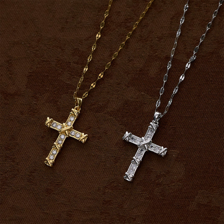 SolaceBeads Cubic Zirconia Criss-Cross Cross Lip Chain Necklace &amp; Pendant: Luminous Hope, Sacred Grace - image 10