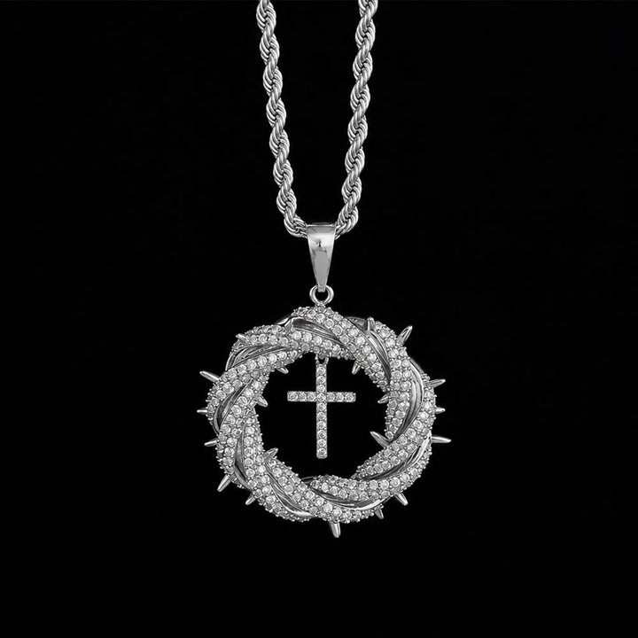 SolaceBeads Crown of Thorns Cross Cubic Zirconia Pendant Necklace: Peace in Sacred Grace - image 5