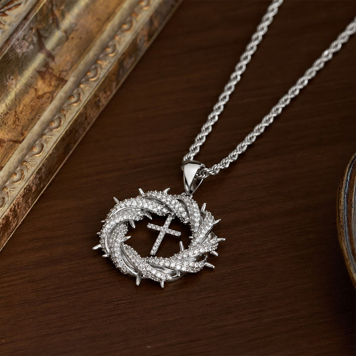SolaceBeads Crown of Thorns Cross Cubic Zirconia Pendant Necklace: Peace in Sacred Grace - image 11