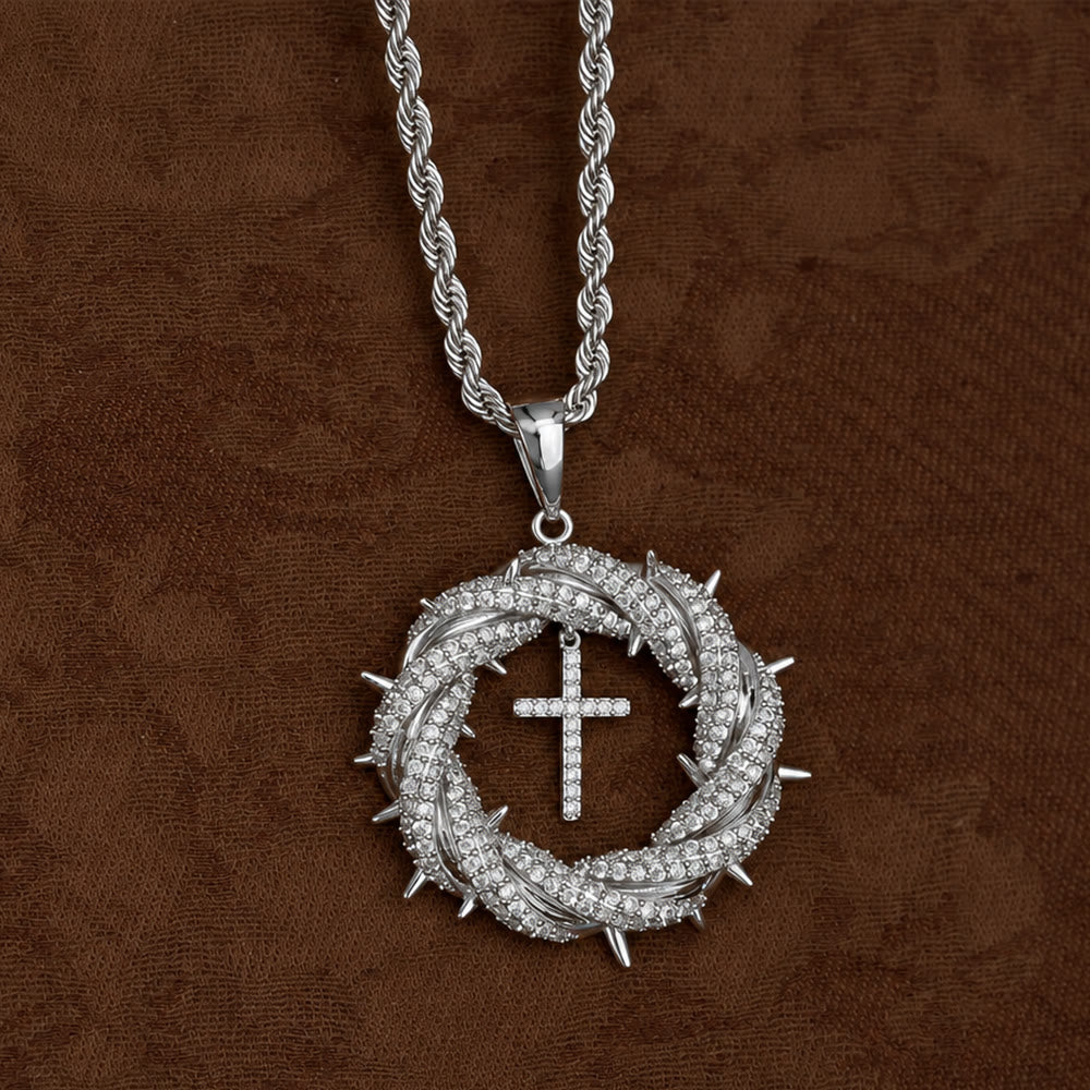 SolaceBeads Crown of Thorns Cross Cubic Zirconia Pendant Necklace: Peace in Sacred Grace - image 7