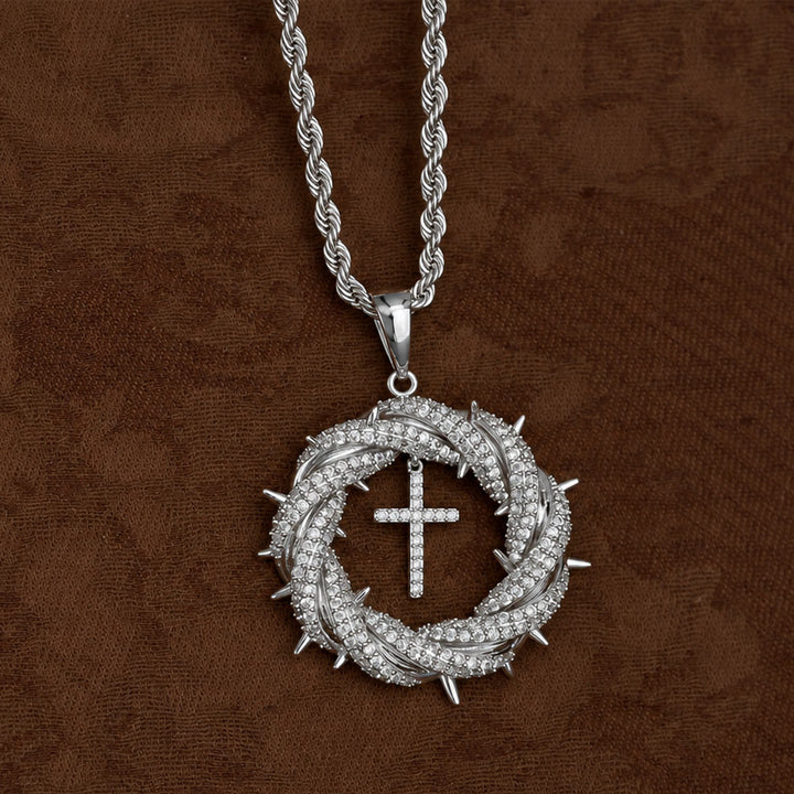 SolaceBeads Crown of Thorns Cross Cubic Zirconia Pendant Necklace: Peace in Sacred Grace - image 7