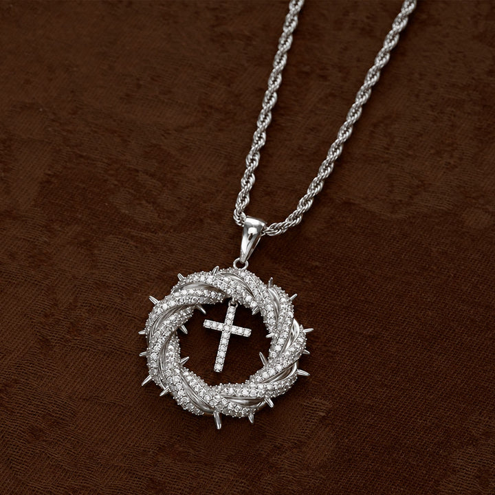 SolaceBeads Crown of Thorns Cross Cubic Zirconia Pendant Necklace: Peace in Sacred Grace - image 9