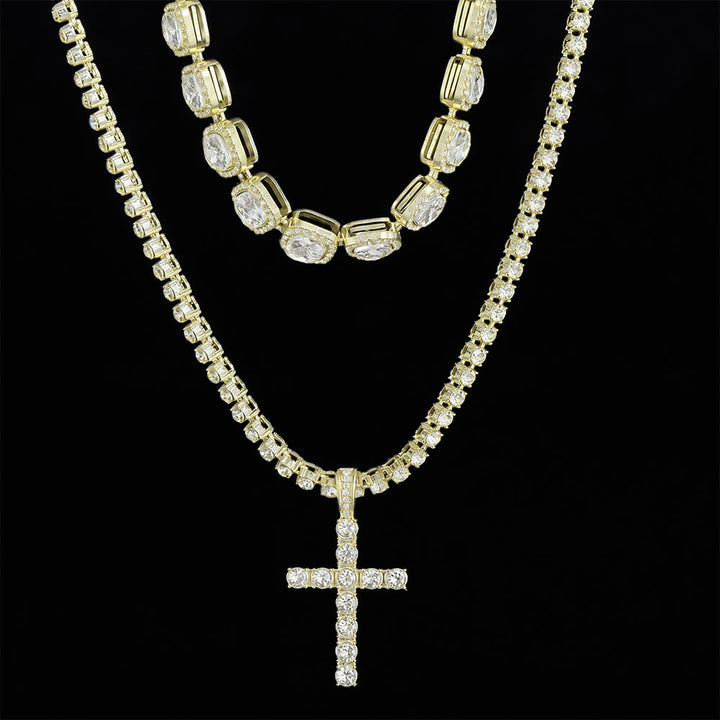 SolaceBeads Double-Layered Crystal Tennis Chain Cross Necklace: Design For Strength &amp; Success - image 3