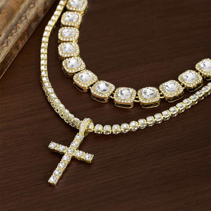 SolaceBeads Double-Layered Crystal Tennis Chain Cross Necklace: Design For Strength &amp; Success - image 5