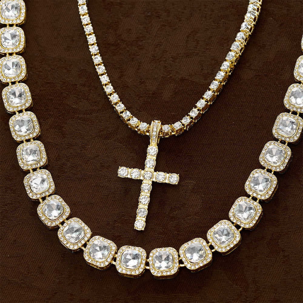 SolaceBeads Double-Layered Crystal Tennis Chain Cross Necklace: Design For Strength &amp; Success - image 7