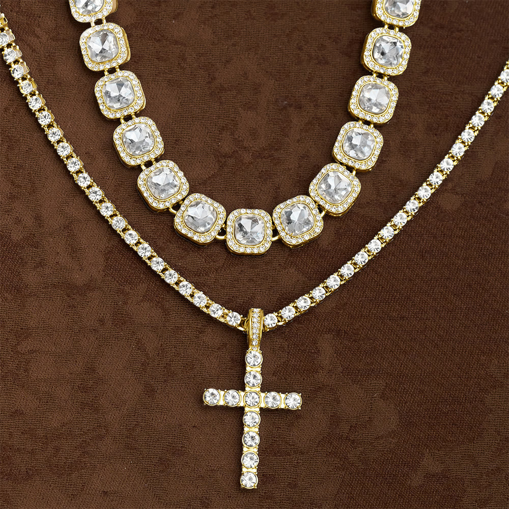 SolaceBeads Double-Layered Crystal Tennis Chain Cross Necklace: Design For Strength &amp; Success - image 9