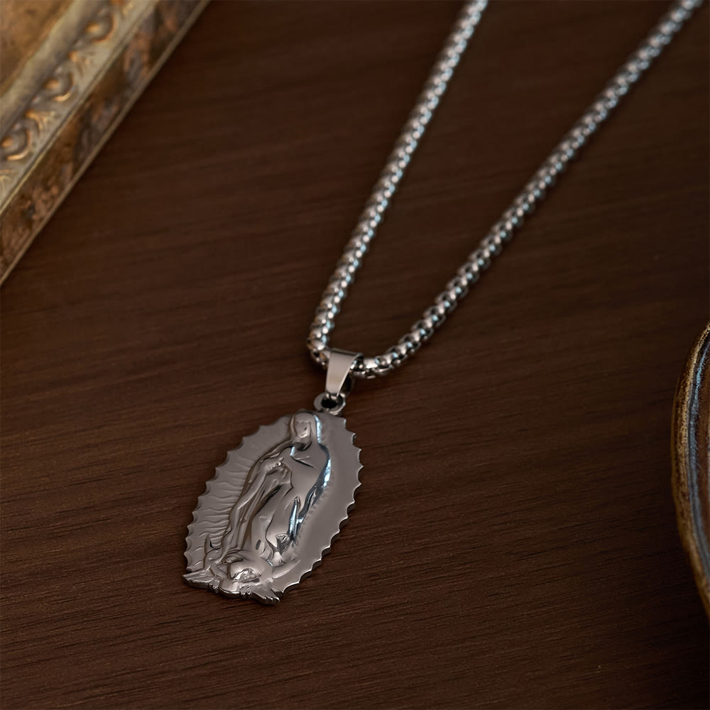 SolaceBeads Our Lady of Guadalupe Oval Box Chain Necklace &amp; Pendant: Maternal Blessing, Sacred Refuge - image 6
