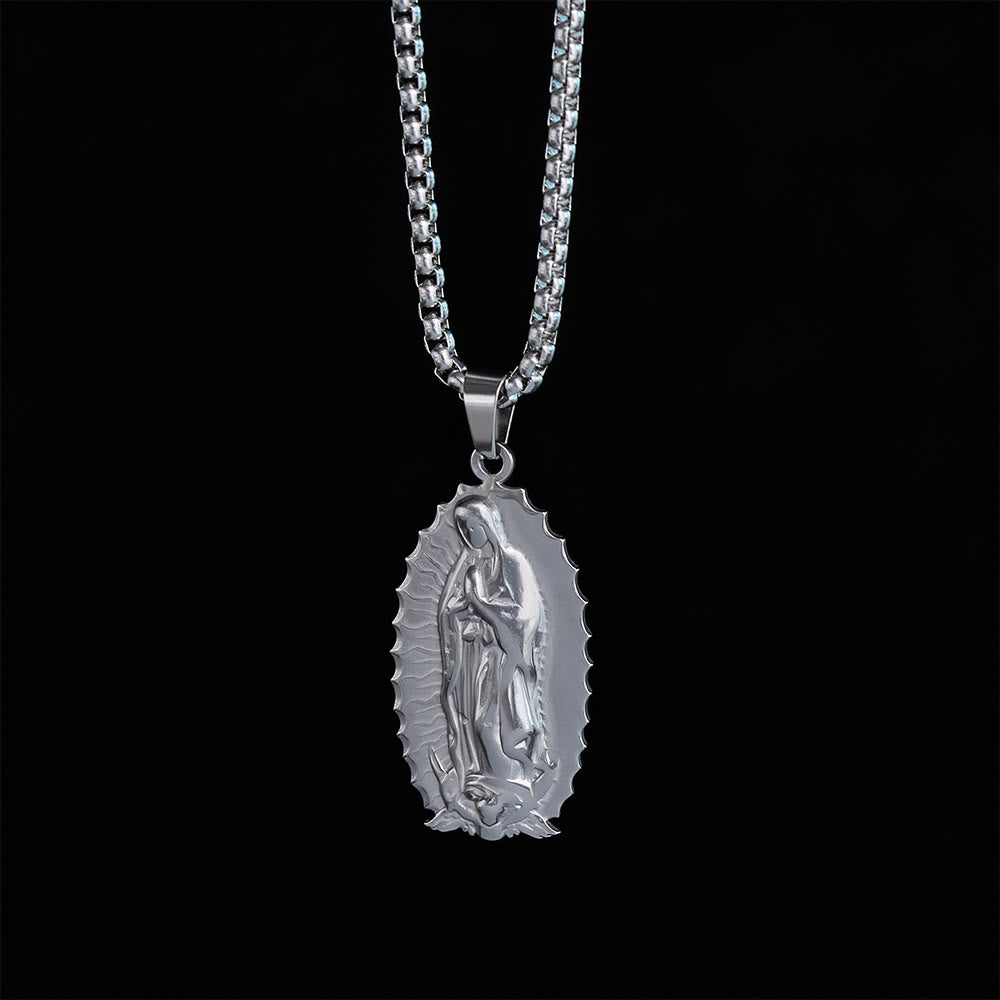 SolaceBeads Our Lady of Guadalupe Oval Box Chain Necklace &amp; Pendant: Maternal Blessing, Sacred Refuge - image 13