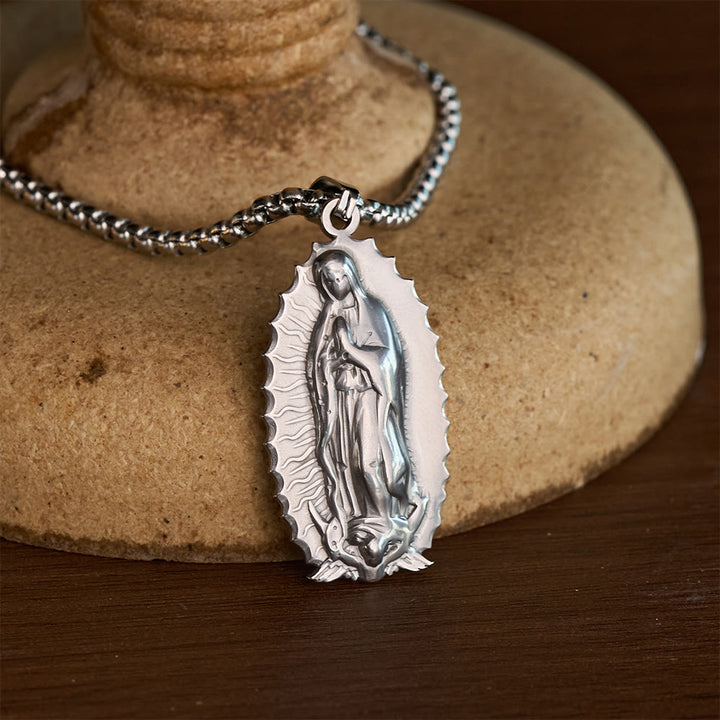 SolaceBeads Our Lady of Guadalupe Oval Box Chain Necklace &amp; Pendant: Maternal Blessing, Sacred Refuge - image 4