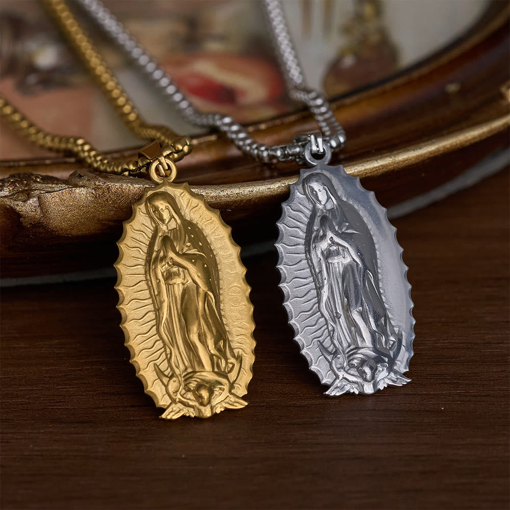 SolaceBeads Our Lady of Guadalupe Oval Box Chain Necklace & Pendant: Maternal Blessing, Sacred Refuge - image 0
