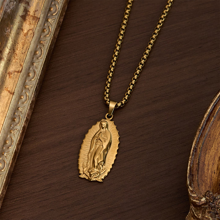 SolaceBeads Our Lady of Guadalupe Oval Box Chain Necklace &amp; Pendant: Maternal Blessing, Sacred Refuge - image 7