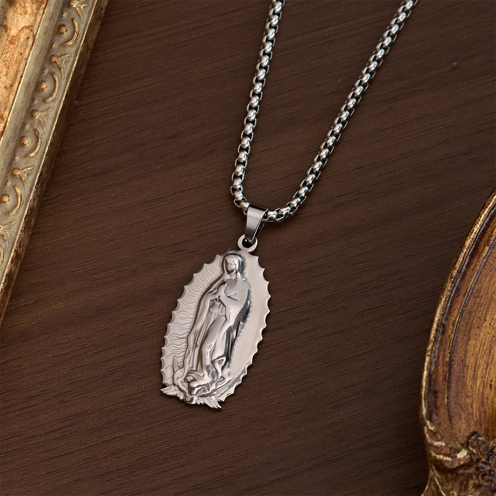 SolaceBeads Our Lady of Guadalupe Oval Box Chain Necklace &amp; Pendant: Maternal Blessing, Sacred Refuge - image 8