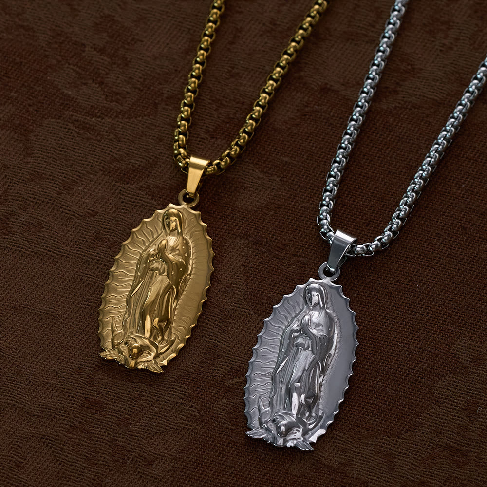 SolaceBeads Our Lady of Guadalupe Oval Box Chain Necklace &amp; Pendant: Maternal Blessing, Sacred Refuge - image 9
