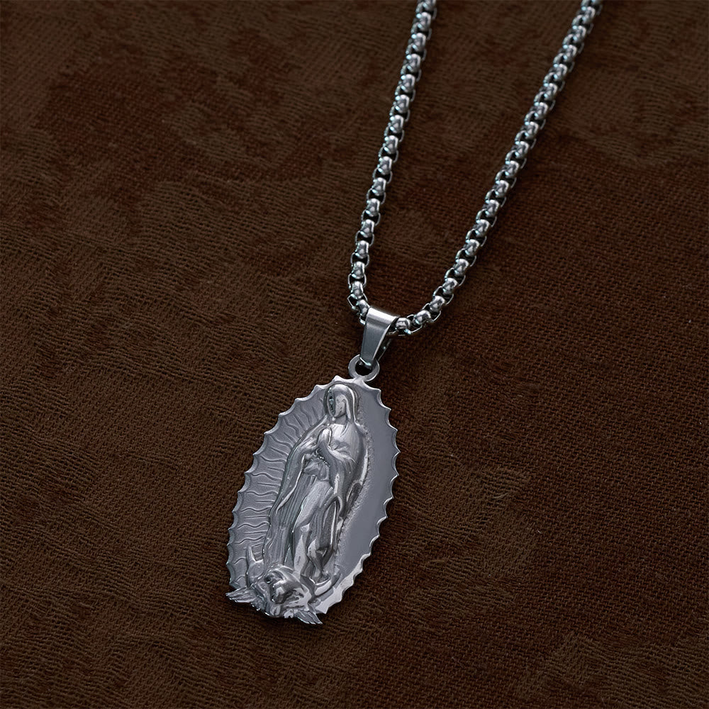 SolaceBeads Our Lady of Guadalupe Oval Box Chain Necklace &amp; Pendant: Maternal Blessing, Sacred Refuge - image 11