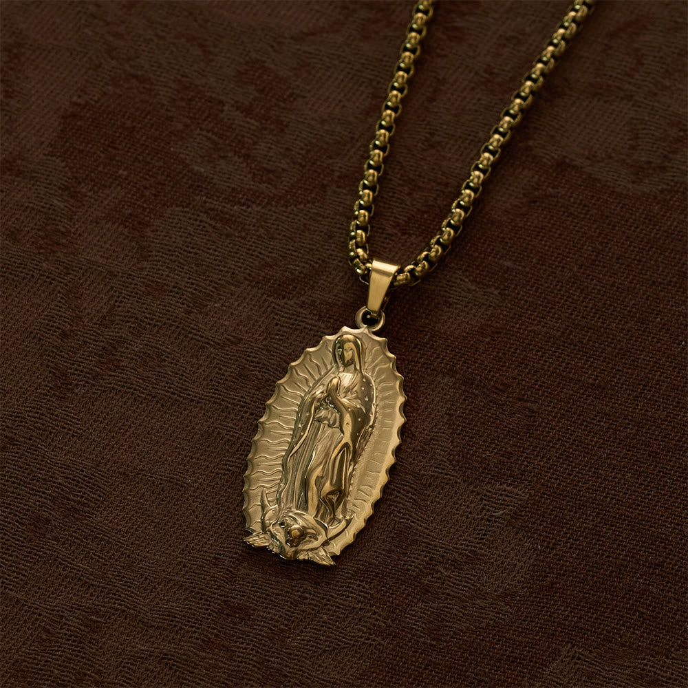 SolaceBeads Our Lady of Guadalupe Oval Box Chain Necklace &amp; Pendant: Maternal Blessing, Sacred Refuge - image 10