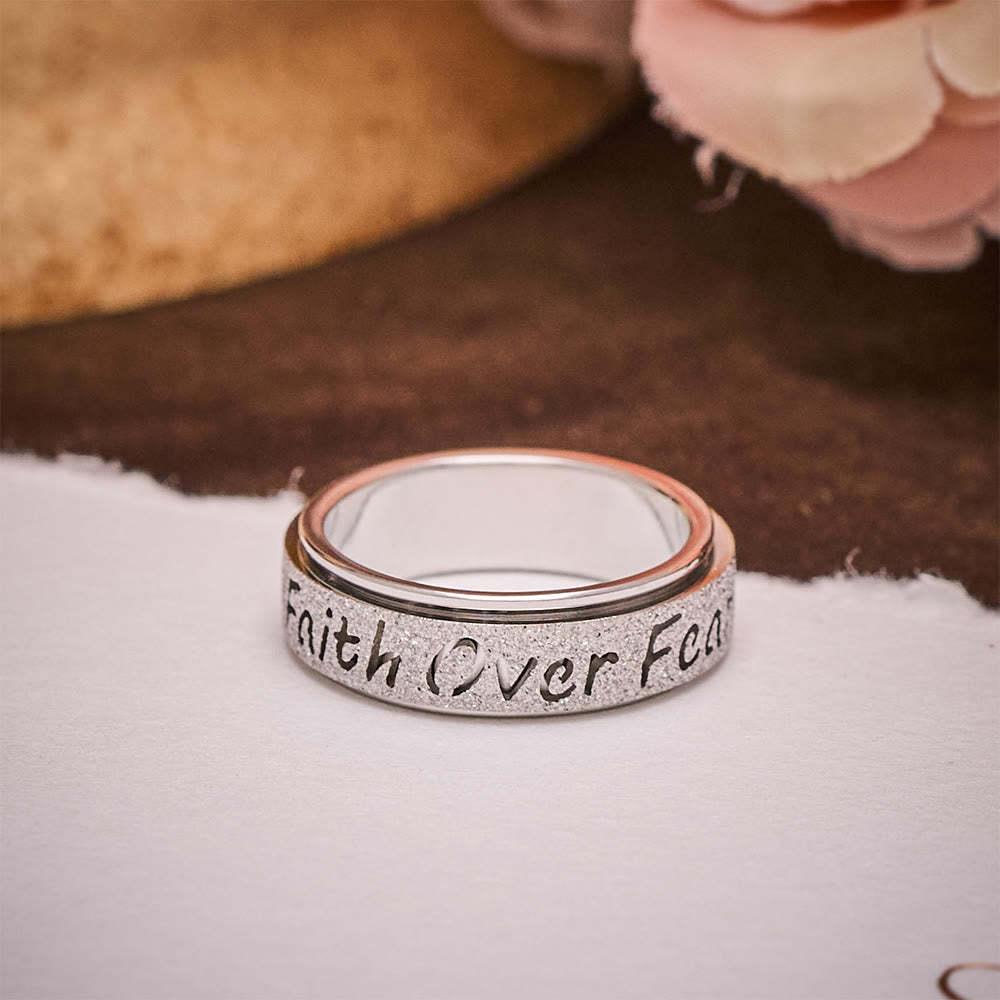 SolaceBeads Frosted Titanium Steel "Faith Over Fear" Engraved Band Ring: Strength in Quiet Belief - image 10