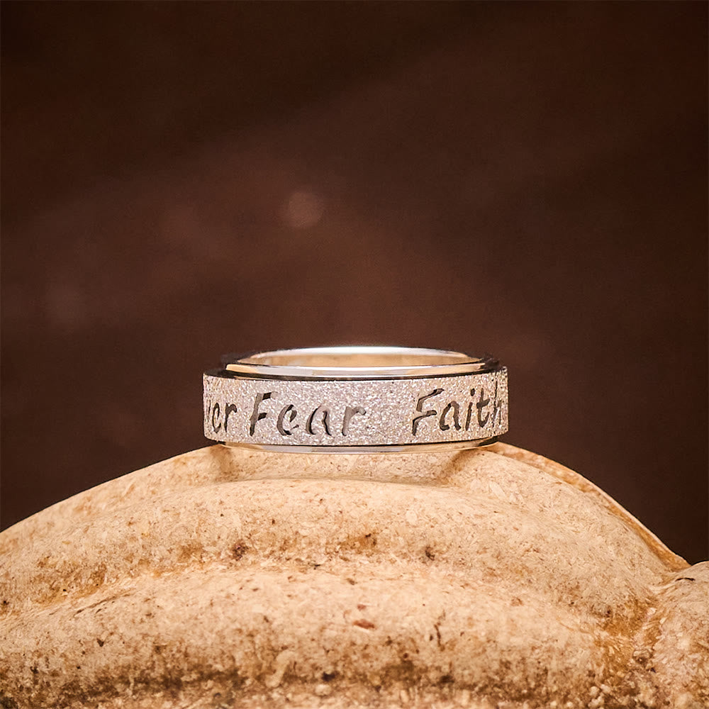 SolaceBeads Frosted Titanium Steel "Faith Over Fear" Engraved Band Ring: Strength in Quiet Belief - image 5