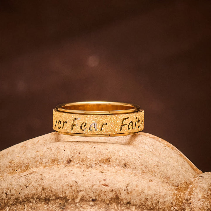 SolaceBeads Frosted Titanium Steel "Faith Over Fear" Engraved Band Ring: Strength in Quiet Belief - image 6