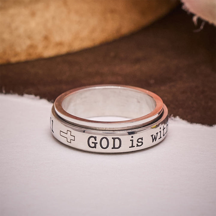SolaceBeads Titanium Steel "GOD is within her she will not fall" Engraved Band Ring: Gift For Her - image 2