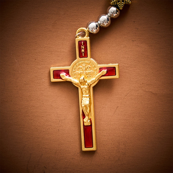 SolaceBeads Red &amp; Green Glass Rosary With Miraculous Medal &amp; Crucifix: A Faith Gift For Christmas - image 4