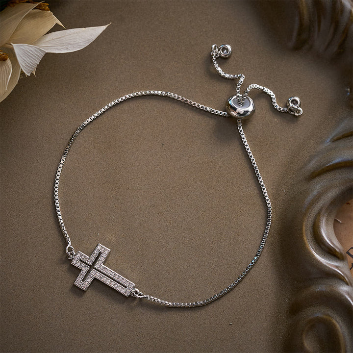 SolaceBeads Copper Cubic Zirconia Sideway Cross Adjustable Bracelet: Radiant Hope, Heavenly Grace - image 6