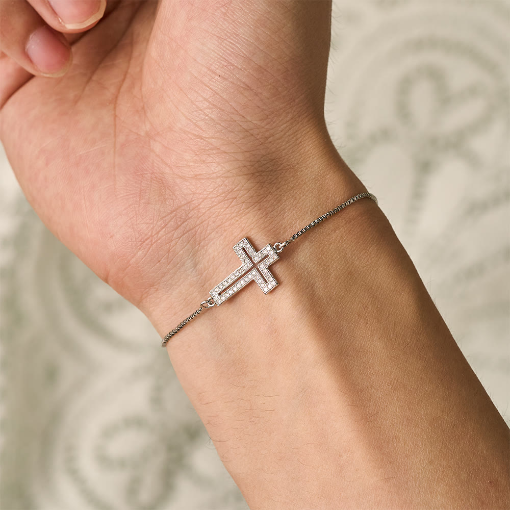 SolaceBeads Copper Cubic Zirconia Sideway Cross Adjustable Bracelet: Radiant Hope, Heavenly Grace - image 3