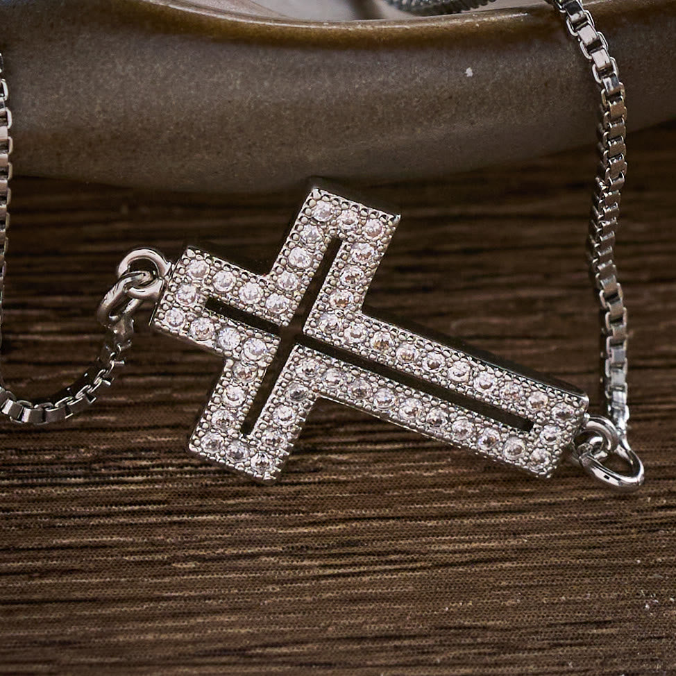 SolaceBeads Copper Cubic Zirconia Sideway Cross Adjustable Bracelet: Radiant Hope, Heavenly Grace - image 7