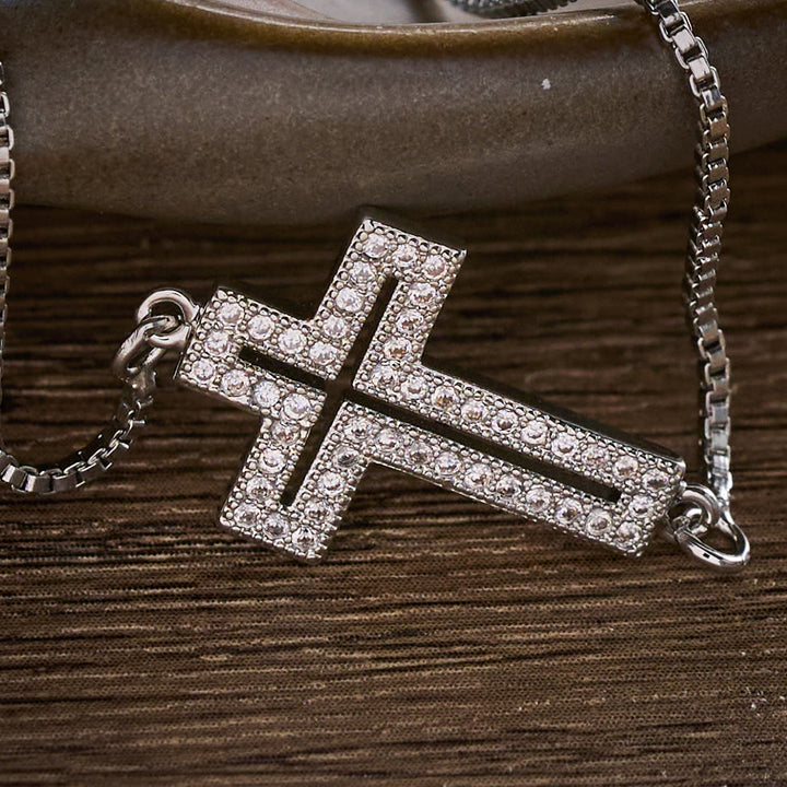 SolaceBeads Copper Cubic Zirconia Sideway Cross Adjustable Bracelet: Radiant Hope, Heavenly Grace - image 7