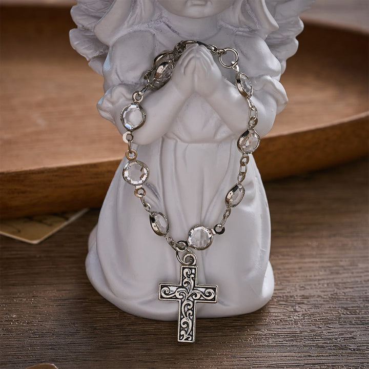 SolaceBeads Crystal Glass Filigree Crucifix Car Rosary: Heavenly Light, Loving Protection - image 6