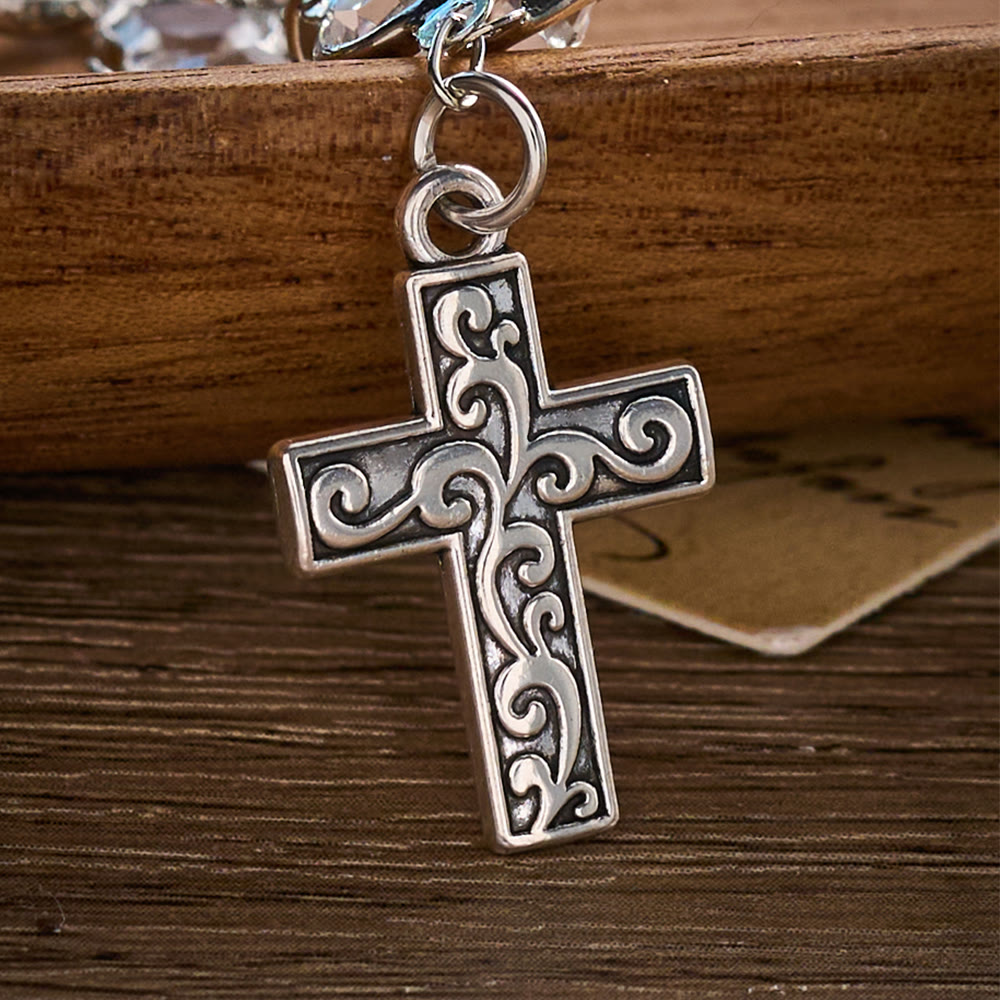SolaceBeads Crystal Glass Filigree Crucifix Car Rosary: Heavenly Light, Loving Protection - image 4
