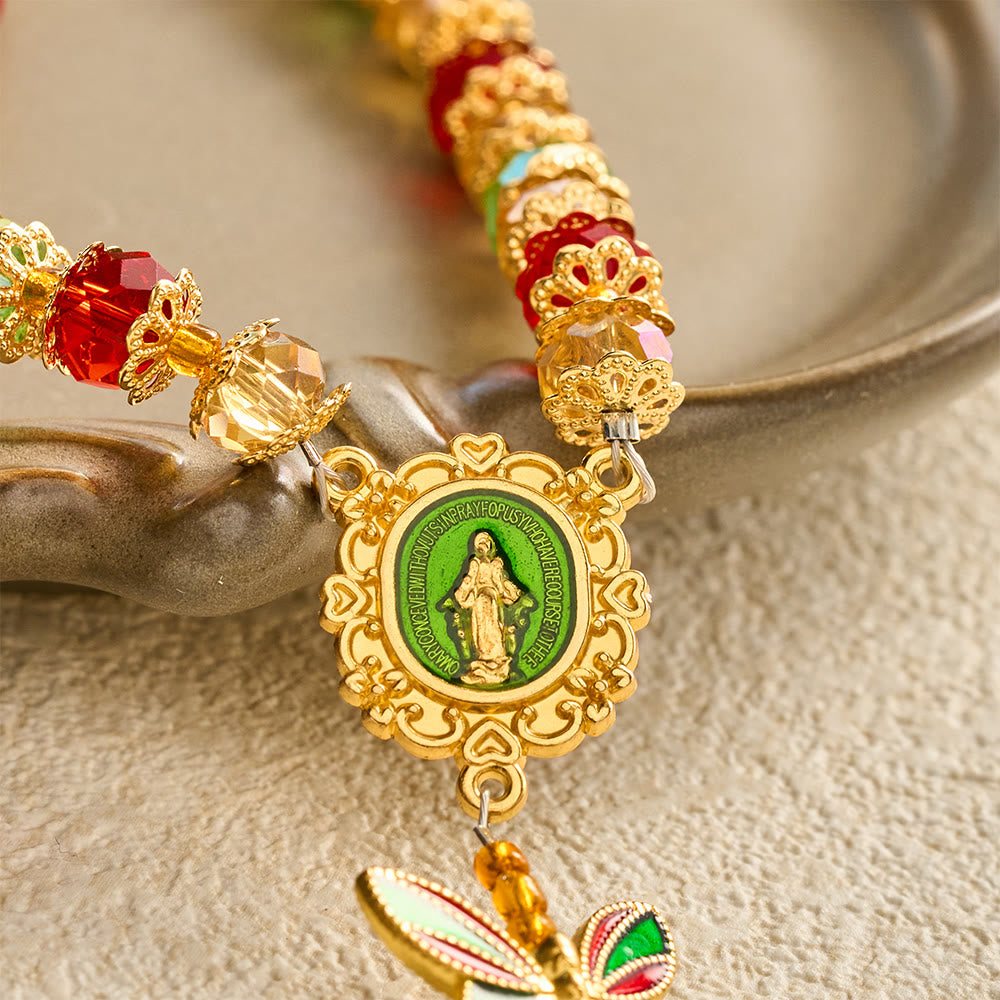 SolaceBeads Crystal Tricolor Butterfly Miraculous Medal Rosary: Radiant Grace, Heavenly Hope - image 9