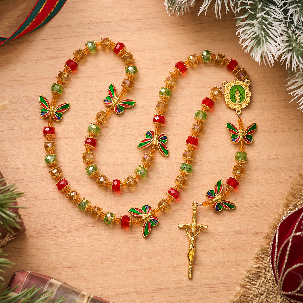 SolaceBeads Crystal Tricolor Butterfly Miraculous Medal Rosary: Radiant Grace, Heavenly Hope - image 13
