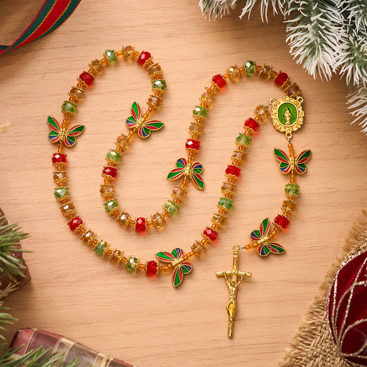 SolaceBeads Crystal Tricolor Butterfly Miraculous Medal Rosary: Radiant Grace, Heavenly Hope - image 13