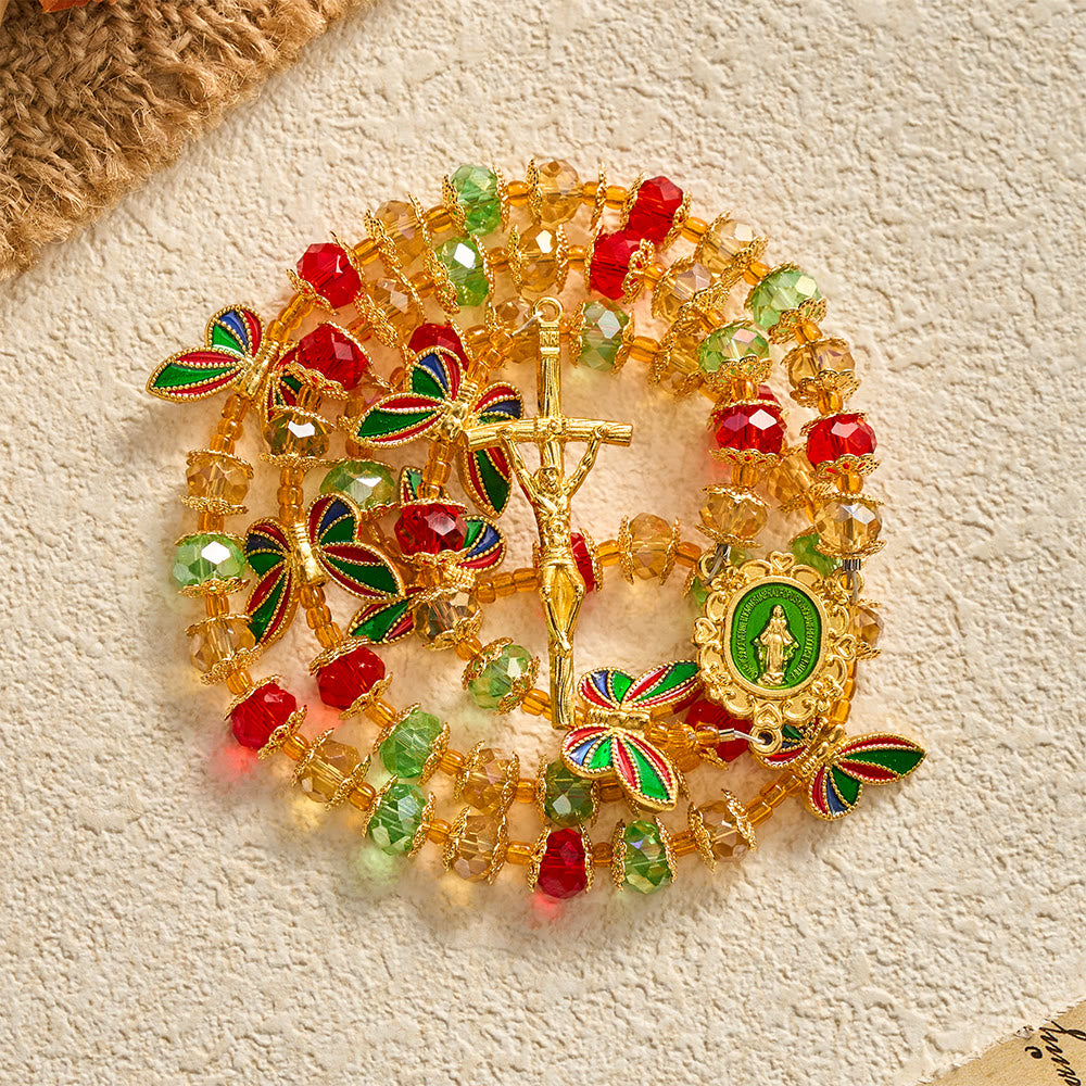 SolaceBeads Crystal Tricolor Butterfly Miraculous Medal Rosary: Radiant Grace, Heavenly Hope - image 12