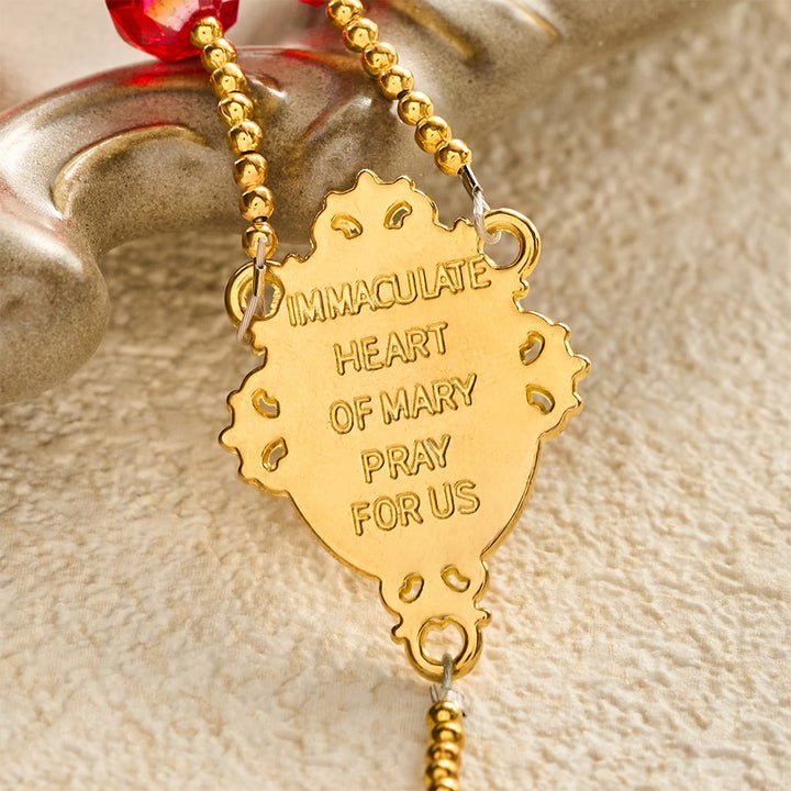 SolaceBeads Red Crystal "JOY JESUS" Cube Beads Rosary: Festive Joy, Divine Redemption - image 8