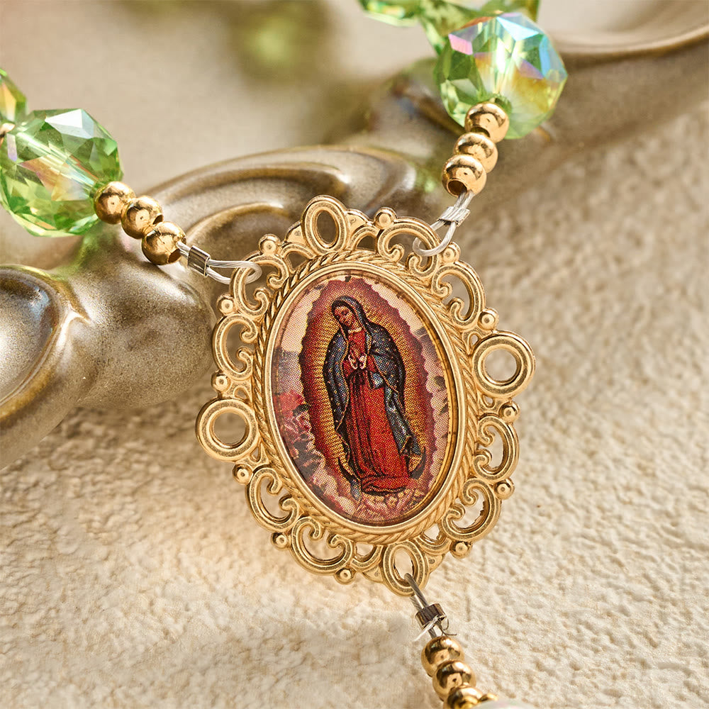 SolaceBeads Christmas-Tone Crystal Rosary With Guadalupe Center: Light in Seasonal Devotion - image 3