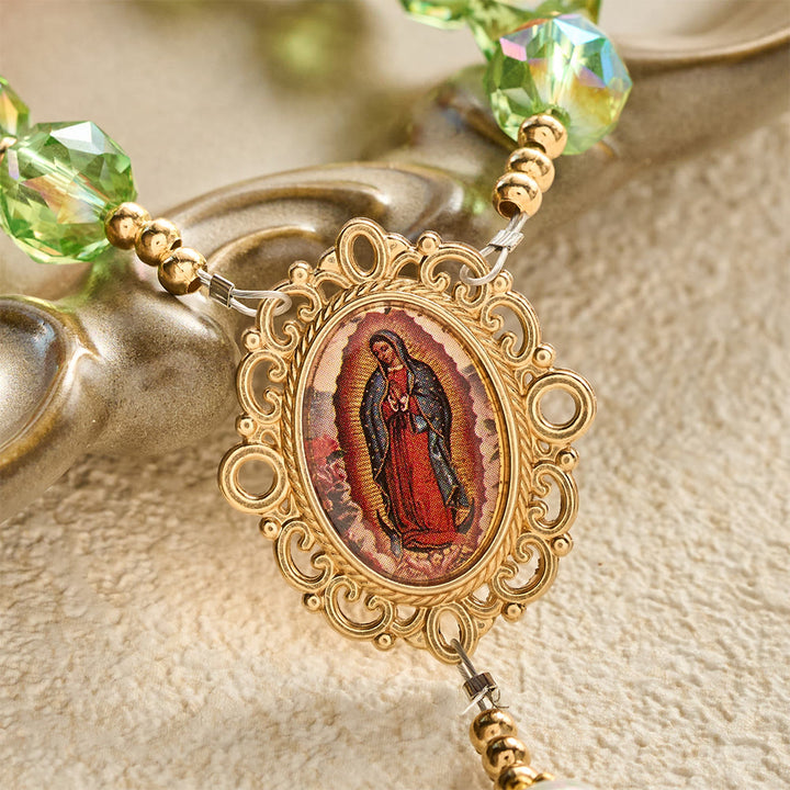 SolaceBeads Christmas-Tone Crystal Rosary With Guadalupe Center: Light in Seasonal Devotion - image 3