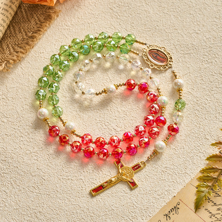 SolaceBeads Christmas-Tone Crystal Rosary With Guadalupe Center: Light in Seasonal Devotion - image 7