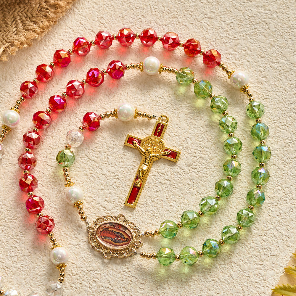 SolaceBeads Christmas-Tone Crystal Rosary With Guadalupe Center: Light in Seasonal Devotion - image 6