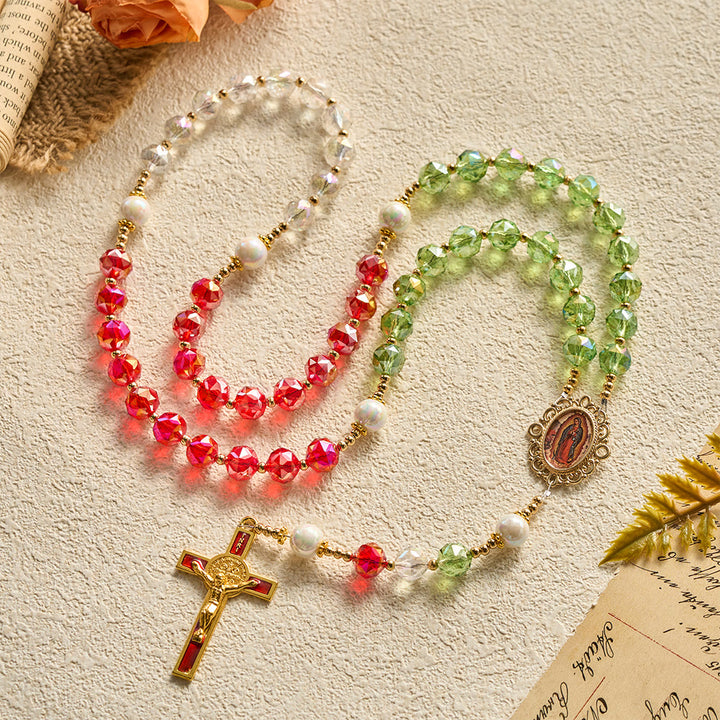 SolaceBeads Christmas-Tone Crystal Rosary With Guadalupe Center: Light in Seasonal Devotion - image 11