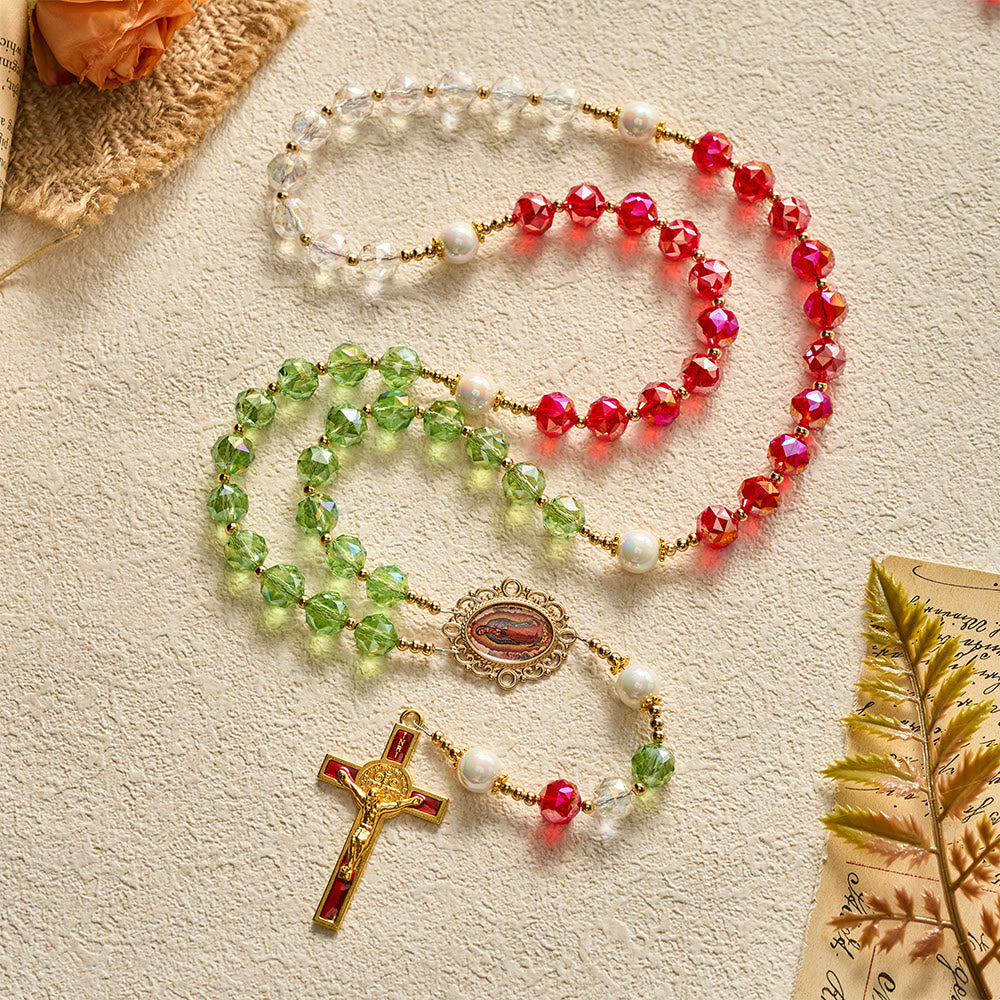 SolaceBeads Christmas-Tone Crystal Rosary With Guadalupe Center: Light in Seasonal Devotion - image 9