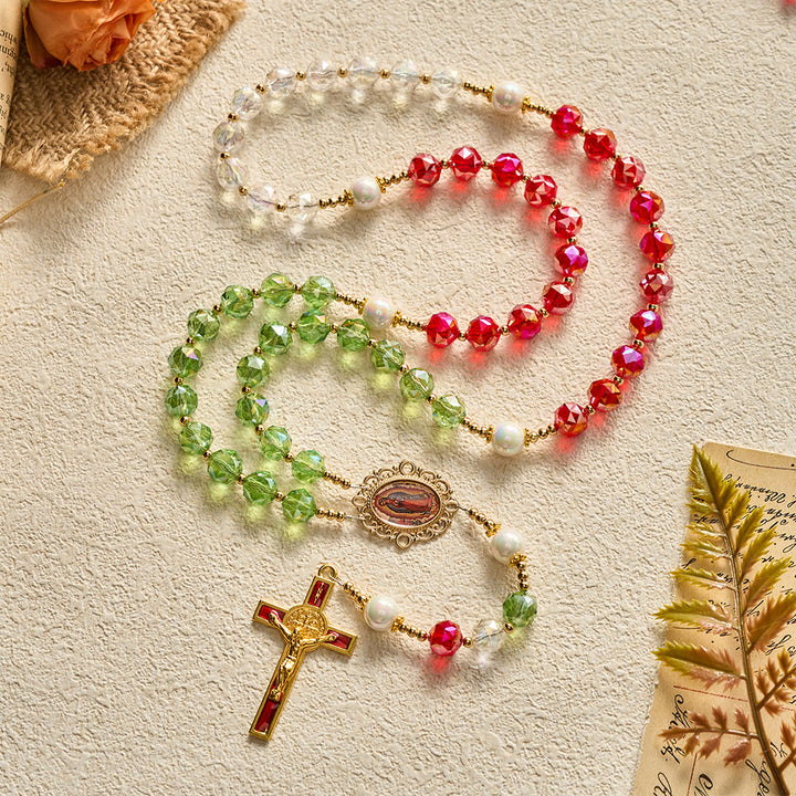 SolaceBeads Christmas-Tone Crystal Rosary With Guadalupe Center: Light in Seasonal Devotion - image 9