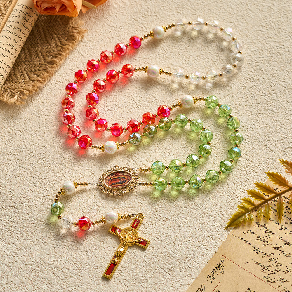 SolaceBeads Christmas-Tone Crystal Rosary With Guadalupe Center: Light in Seasonal Devotion - image 10