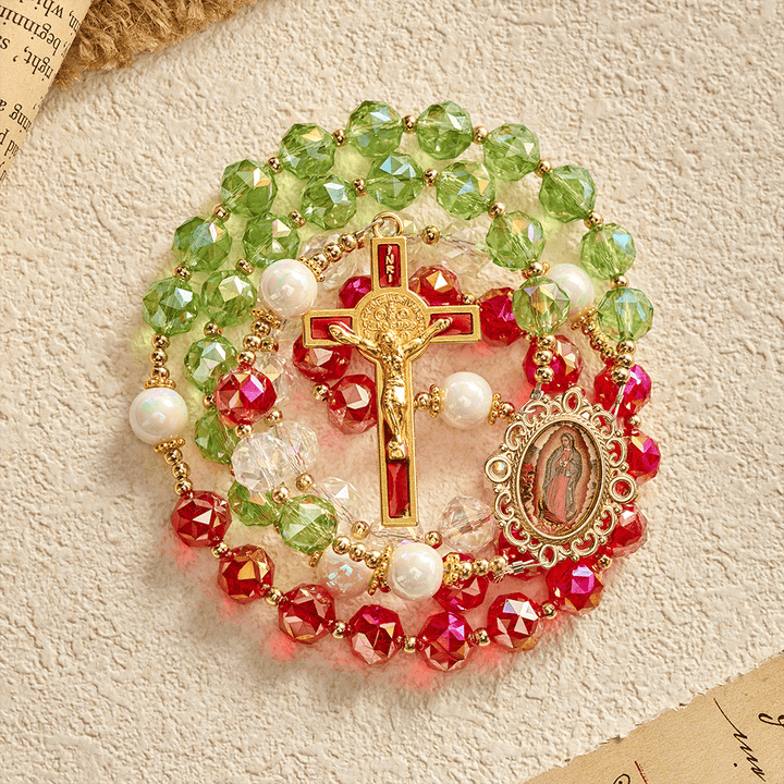 SolaceBeads Christmas-Tone Crystal Rosary With Guadalupe Center: Light in Seasonal Devotion - image 5