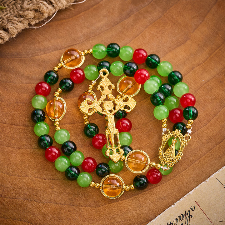 SolaceBeads Colorful Glass Virgin Mary Artistic Rosary: Heavenly Grace, Radiant Renewal - image 8