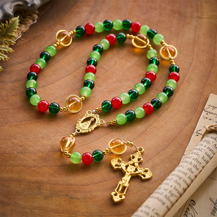SolaceBeads Colorful Glass Virgin Mary Artistic Rosary: Heavenly Grace, Radiant Renewal - image 11